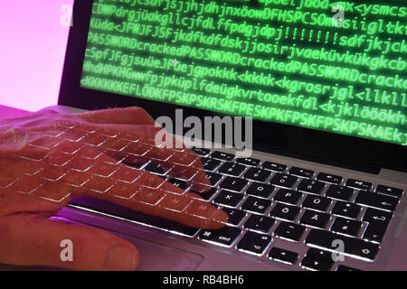 Symbolfoto massive hacker attack on politicians and celebrities. Hacker, data theft, data security / BSI security test, encryption, password, password, user data, encrypt, encryption, eavesdropping, listening, spying, identity theft, online, account, access data, security in the network, Internet, e-mail address, online, data protection, Lock. | usage worldwide Stock Photo