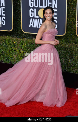 Beverly Hills, USA. 06th Jan, 2019. LOS ANGELES, CA. January 06, 2019: Emmy Rossum at the 2019 Golden Globe Awards at the Beverly Hilton Hotel.  © 2019 JRC Photo Library/PictureLux ALL RIGHTS RESERVED. Credit: PictureLux / The Hollywood Archive/Alamy Live News Stock Photo