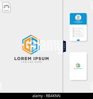 initial g, gs, sg logo template vector illustration, free business card Stock Vector