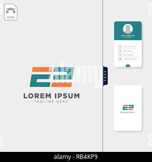 initial e2 tech logo template vector illustration and get free business card design Stock Vector