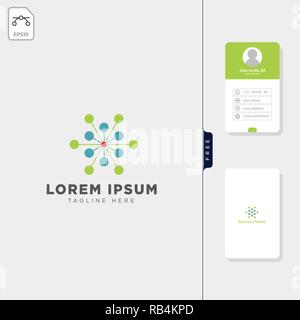 molecular tech logo template vector illustration, free business card design Stock Vector