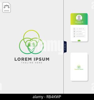 group team care hand logo template vector illustration free business card design template Stock Vector