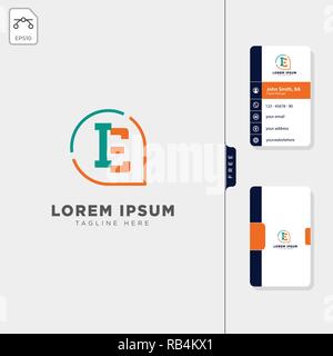 minimal ie, initial logo template vector illustration free business card design template Stock Vector