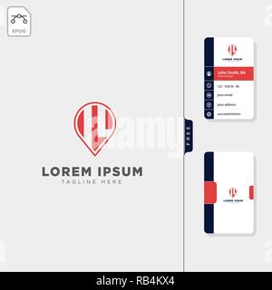 minimal IL navigator point logo template vector illustration free business card design template Stock Vector