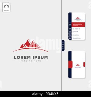mountain map navigator logo template free business card design template Stock Vector