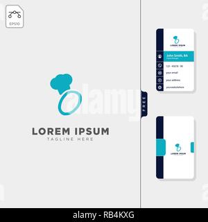 minimal O chef initial logo template vector illustration free business card design template Stock Vector