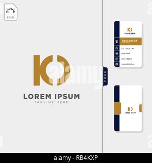 minimal IO, KO initial logo template vector illustration free business card design template Stock Vector