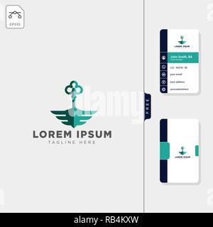 fly key wing logo template vector illustration, free business card design template Stock Vector
