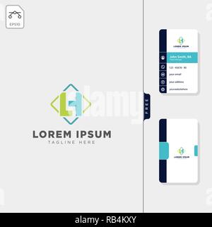 minimal LH initial logo template vector illustration free business card design template Stock Vector