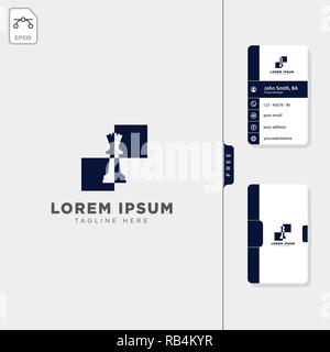 chess logo template vector illustration free business card design template Stock Vector