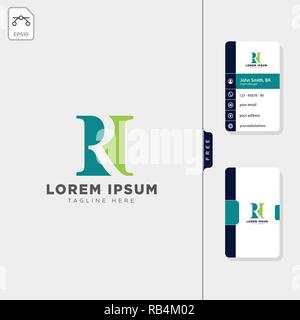 minimal RN initial logo template vector illustration free business card design template Stock Vector
