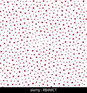 Seamless pattern with red hearts on white background. Vector illustration Stock Vector