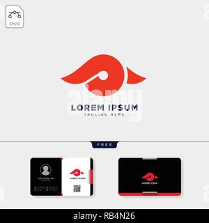 minimal P initial eye logo template vector illustration and get free business card design template Stock Vector
