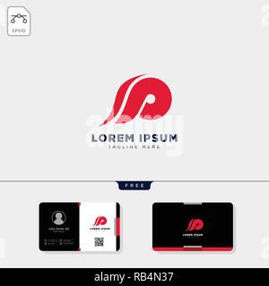 initial P or pp logo template vector illustration and free business card design template Stock Vector