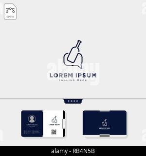 message bottle logo template vector illustration and business card design template Stock Vector
