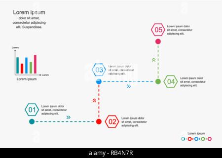 Abstract infographics template, 5 steps chart diagram,business concept infographic, vector illustration Stock Vector