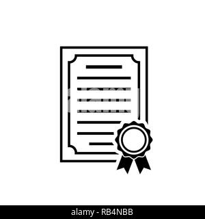 Certificate icon Achievement, award diploma symbol Stock Vector