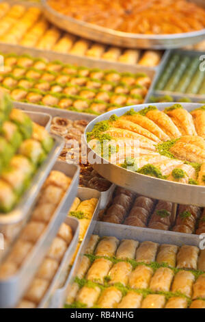 varieties of the famous Turkish baklavas Stock Photo