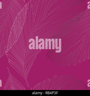 Detailed Gradient Feather Seamless Pattern on Magenta Pink Stock Vector