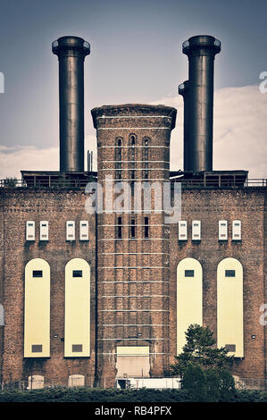 The powerhouse, ancient industrial brick building in Jersey city, New Jersey, USA Stock Photo