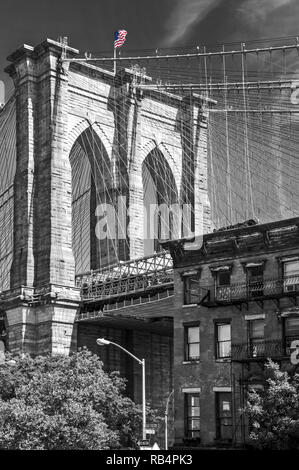 Close up of a pillar of the Brooklyn bridge, New York City, USA Stock Photo