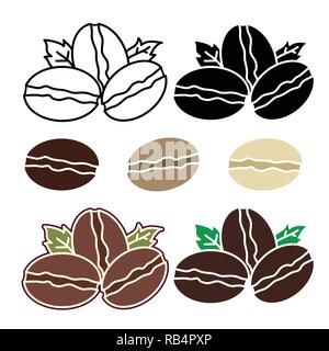 Set of Coffee bean logo, label design. Isolated coffe beans on white background Stock Vector