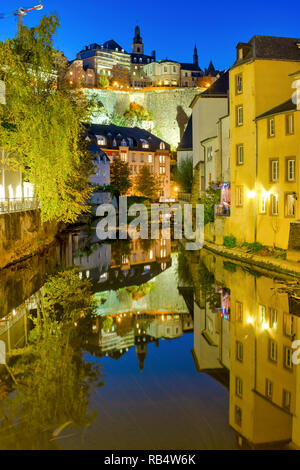 View of the Grund district in Luxembourg City, Luxembourg Stock Photo