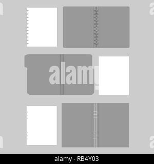 Download Hole punched filler paper for 3 ring binder, vector mockup ...