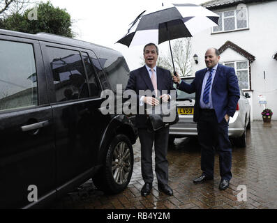 Nigel Farage arrives home after police confirmed that his Volvo car was sabotaged whilst driving from Brussels to his home in Kent  Featuring: Nigel Farage Where: London, United Kingdom When: 03 Jan 2016 Credit: Steve Finn/WENN Stock Photo