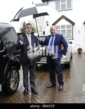 Nigel Farage arrives home after police confirmed that his Volvo car was sabotaged whilst driving from Brussels to his home in Kent  Featuring: Nigel Farage Where: London, United Kingdom When: 03 Jan 2016 Credit: Steve Finn/WENN Stock Photo