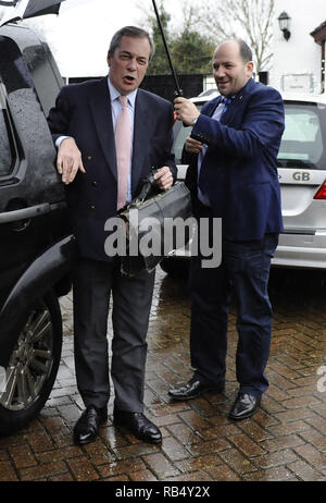 Nigel Farage arrives home after police confirmed that his Volvo car was sabotaged whilst driving from Brussels to his home in Kent  Featuring: Nigel Farage Where: London, United Kingdom When: 03 Jan 2016 Credit: Steve Finn/WENN Stock Photo