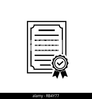 Vector certificate icon with rosette and check Stock Vector