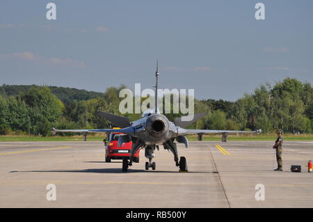 JAS-39 Gripen fighter aircraft at the airport in Hradec Kralove, Czech Republic, 2013. (CTK Photo/Rostislav Kalousek) Stock Photo
