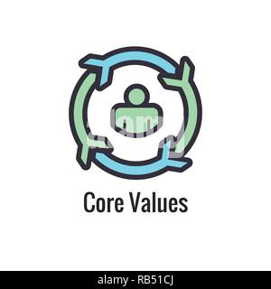 Core Values Outline or Line Icon Conveying Integrity & Purpose Stock Vector