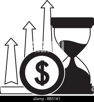 business hourglass arrows and coin money Stock Vector Image & Art - Alamy