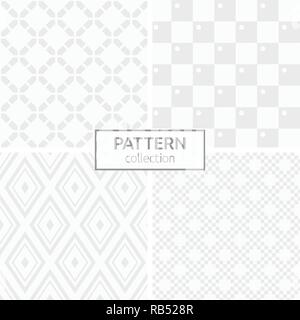Set of four abstract geometric seamless patterns. Modern stylish backgrounds. White and gray geometric textures. Repeating geometric tiles. Stock Vector