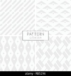 Set of four abstract geometric seamless patterns. Stylish backgrounds. White and gray geometric textures. Parallel diagonal stripes, smooth lines. Stock Vector