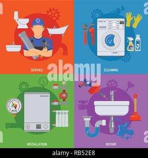 Plumbing Service Banners Stock Vector