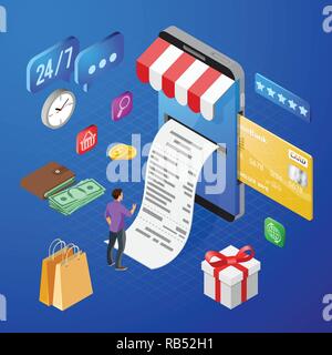Internet Shopping Online Payments Isometric Concept Stock Vector
