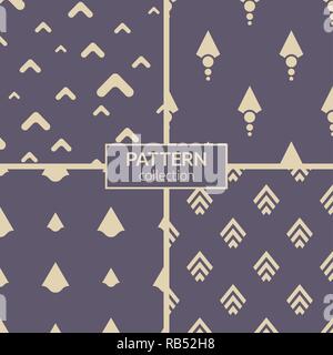 Set of four color seamless patterns. Modern stylish textures of different arrows. Repeating geometric shapes. Abstract trendy vector color backgrounds Stock Vector