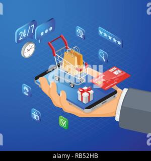 Internet Shopping Online Payments Isometric Concept Stock Vector