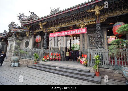 Taipei, Taiwan - November 22, 2018 : The most Longshan Temple in Taipei, Taiwan. This temple honors a mixture of both Buddhist and Taoist deities. Stock Photo