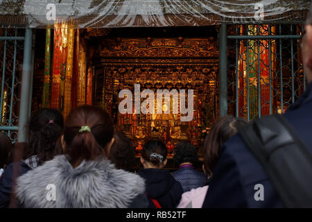 Taipei, Taiwan - November 22, 2018 : The most Longshan Temple in Taipei, Taiwan. This temple honors a mixture of both Buddhist and Taoist deities. Stock Photo