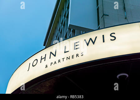 John Lewis department in Oxford Street London.Deserted high street. Stock Photo