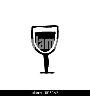 Wine glass grunge icon. Vector ink illustration. Stock Vector