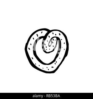 Pretzel grunge icon. Bakery ink vector illustration. Stock Vector