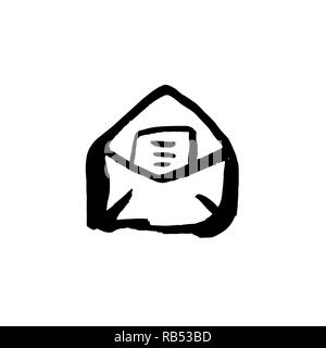 Mail grunge icon. Letter brush ink vector illustration. Stock Vector