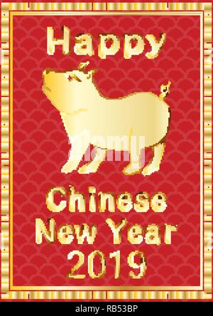 happy chinese new year 2019 year of pig Stock Vector