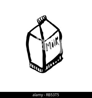 Milk pack grunge icon. Vector hand drawn illustration Stock Vector