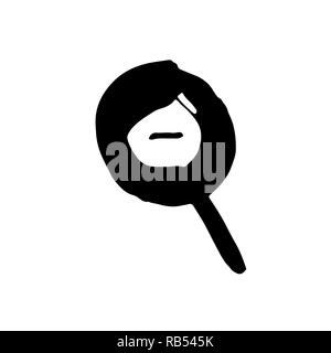 Magnifying glass grunge icon. Watercolor hand drawn vector illustration. Stock Vector